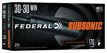 Federal Subsonic, 30-30 Win, 170 Grain, Fusion Soft Point, 1000 fps